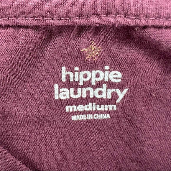 Medium Hippie Laundry Burgundy Red Short Sleeve Tee Stretch Knot Accent - Picture 6 of 8